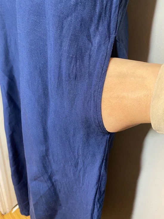 Uniqlo Deep Navy V-Neck Sleeveless Maxi Dress - Picture 2 of 3